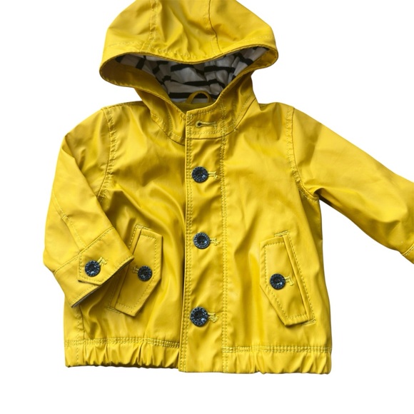 Baby Gap 0-6M Yellow Hooded Rain Jacket Waterproof Spring Coat - Picture 2 of 10